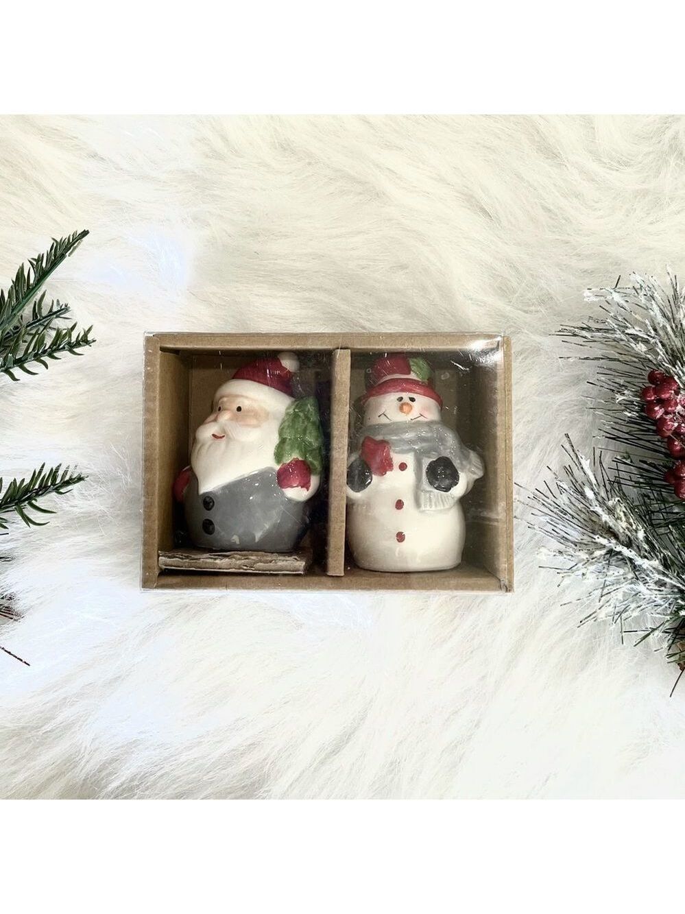 𝅺AMICI SANTA and Snowman Christmas Ceramic salt and pepper Shakers